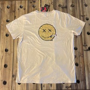 Smoking smiley faced cream T-shirt
